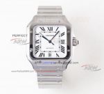 Perfect Replica New Cartier Santos Replica White Roman Dial Mens Watches